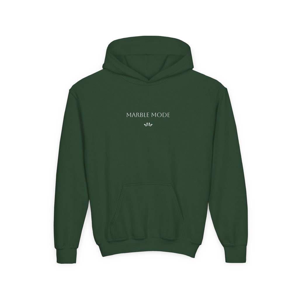 Youth Hoodie - 'Marble Mode' Minimalist Green Pullover