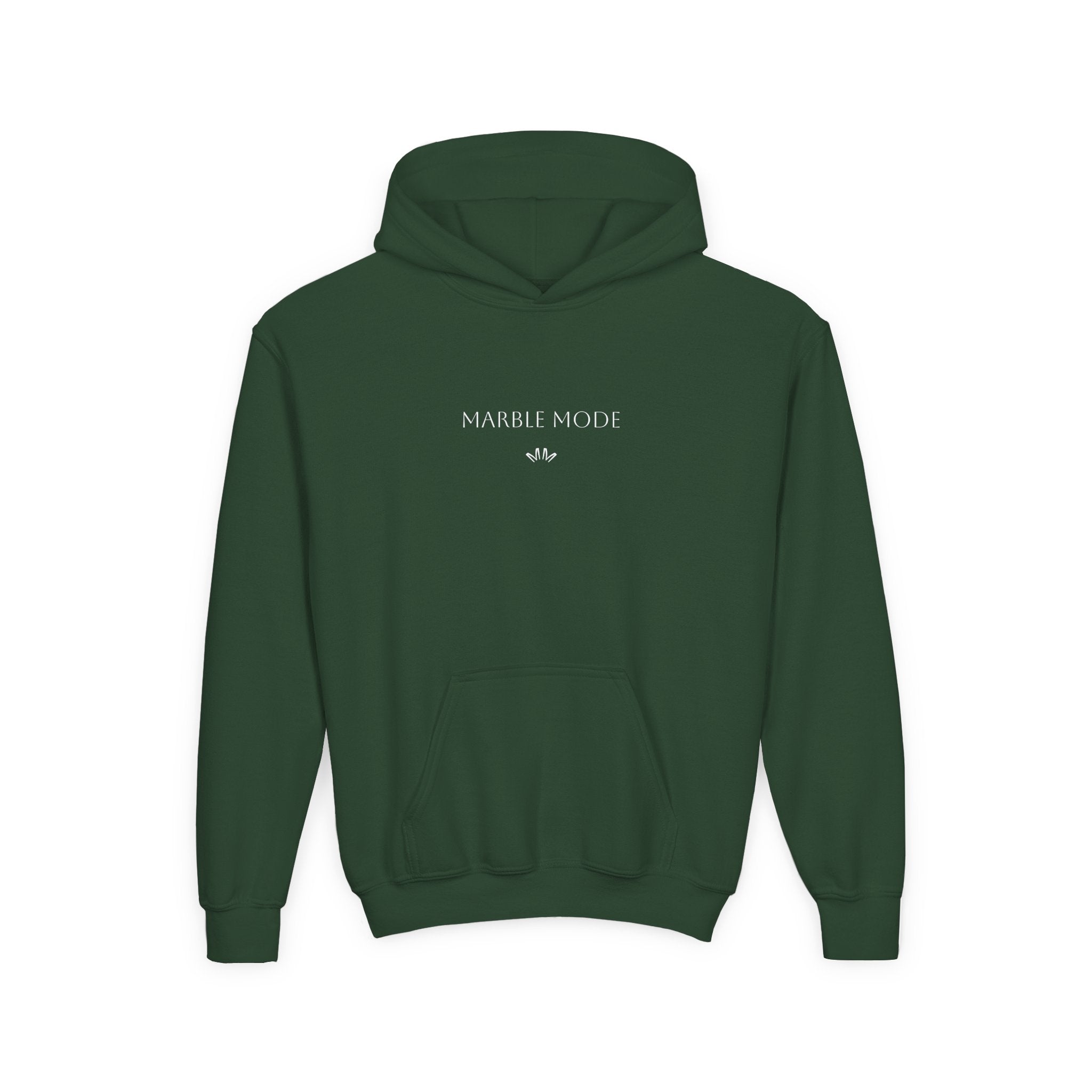 Youth Hoodie - 'Marble Mode' Minimalist Green Pullover
