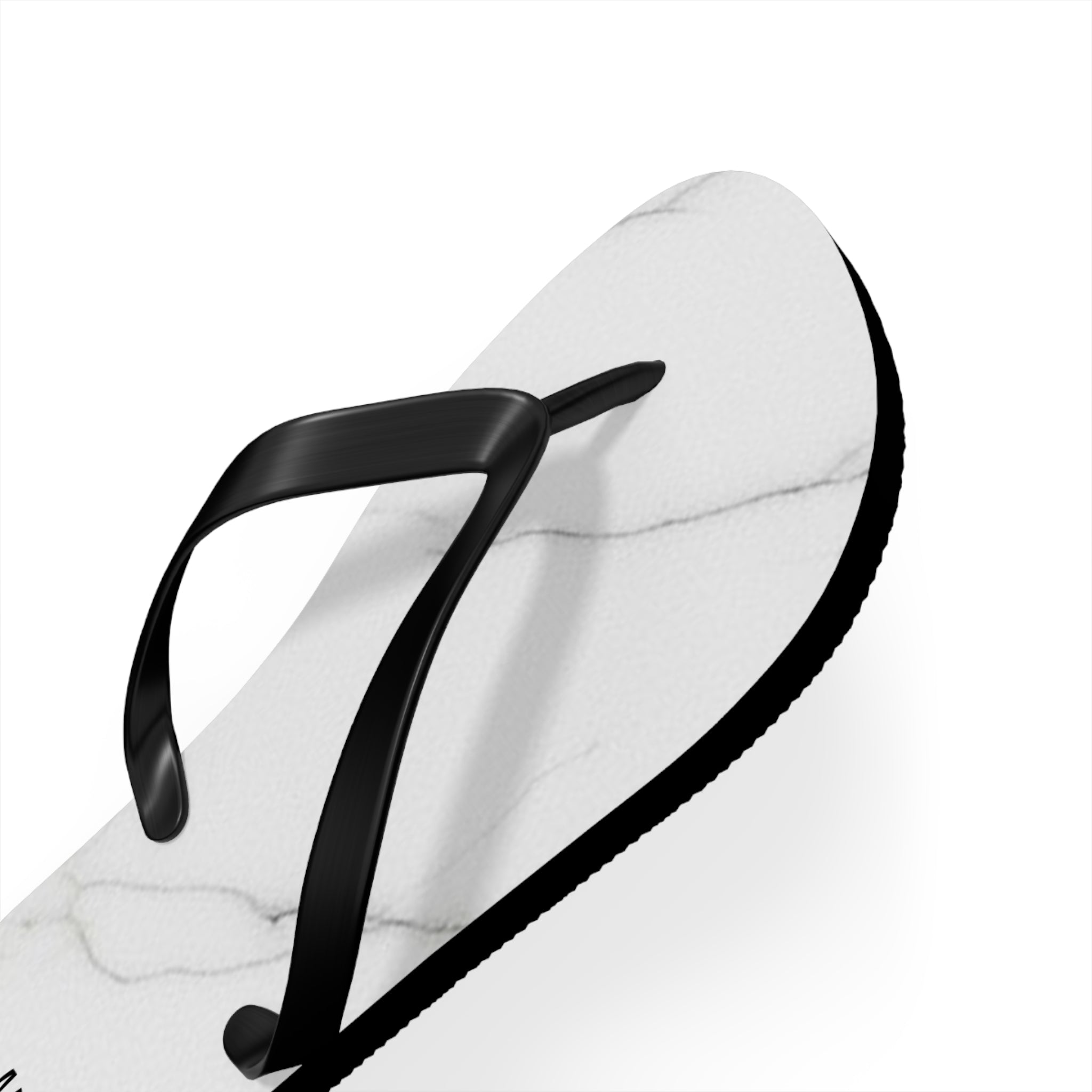White Marble Flip Flops | Minimal Stone Pattern, Black Straps